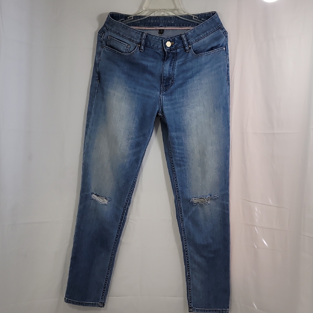 The Boyfriend Blue Skinny Jeans with Vintage Fading